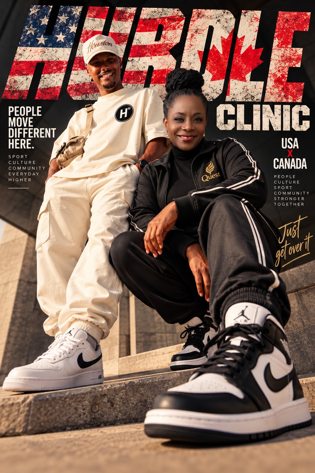 Hurdle Clinic USA x Canada poster featuring Coach Marlon Odom and Coach Donna Clarke